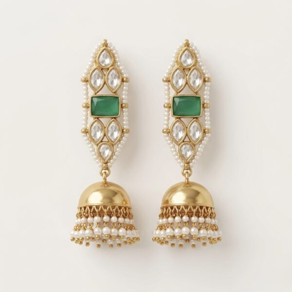emerald heritage kundan jhumkas