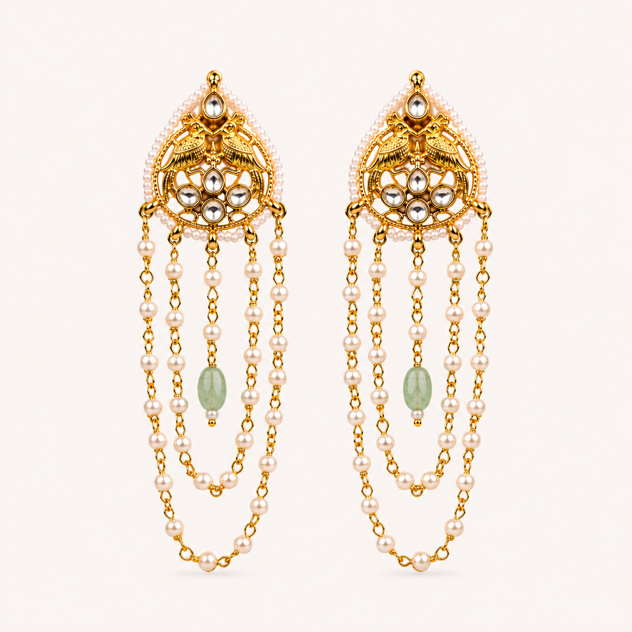 kundan pearl chain earrings kundan pearl chain earrings