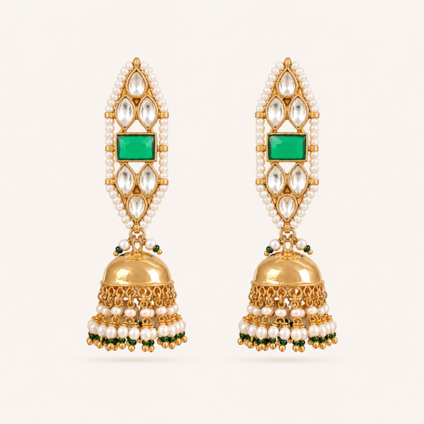 emerald kundan jhumka