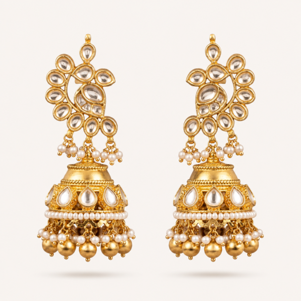 rajwada peacock jhumka earrings