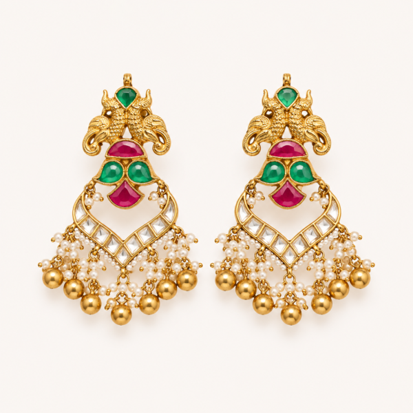 peacock chandbali earrings