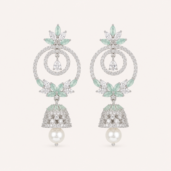 mint cz jhumka earrings