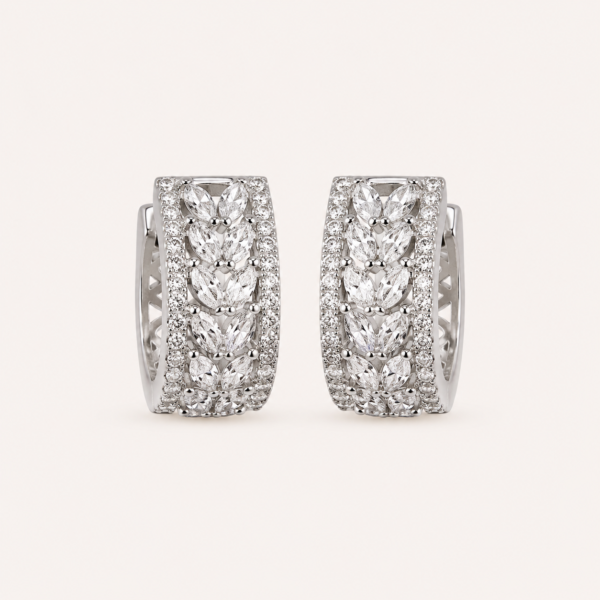 silver cz hoop earrings