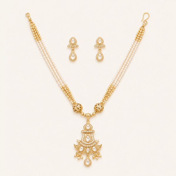 Kundan Necklace Set for Women | Gold Finish | Festive