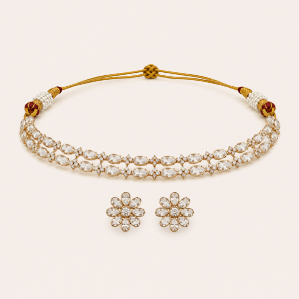 blossom line polki choker set for women