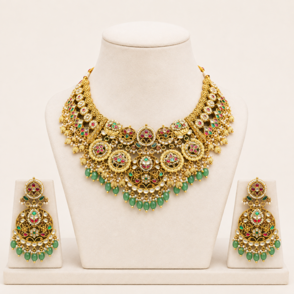 Elegant traditional statement necklace set for weddings and festive occasions