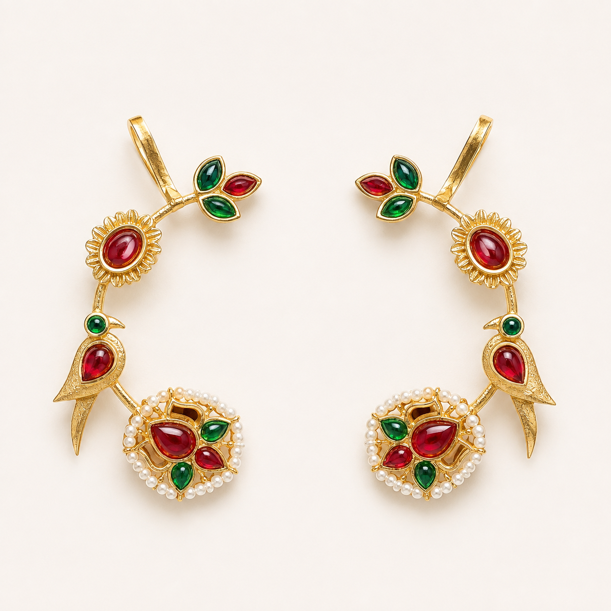 peacock bloom – statement ear cuff earrings peacock bloom – statement ear cuff earrings
