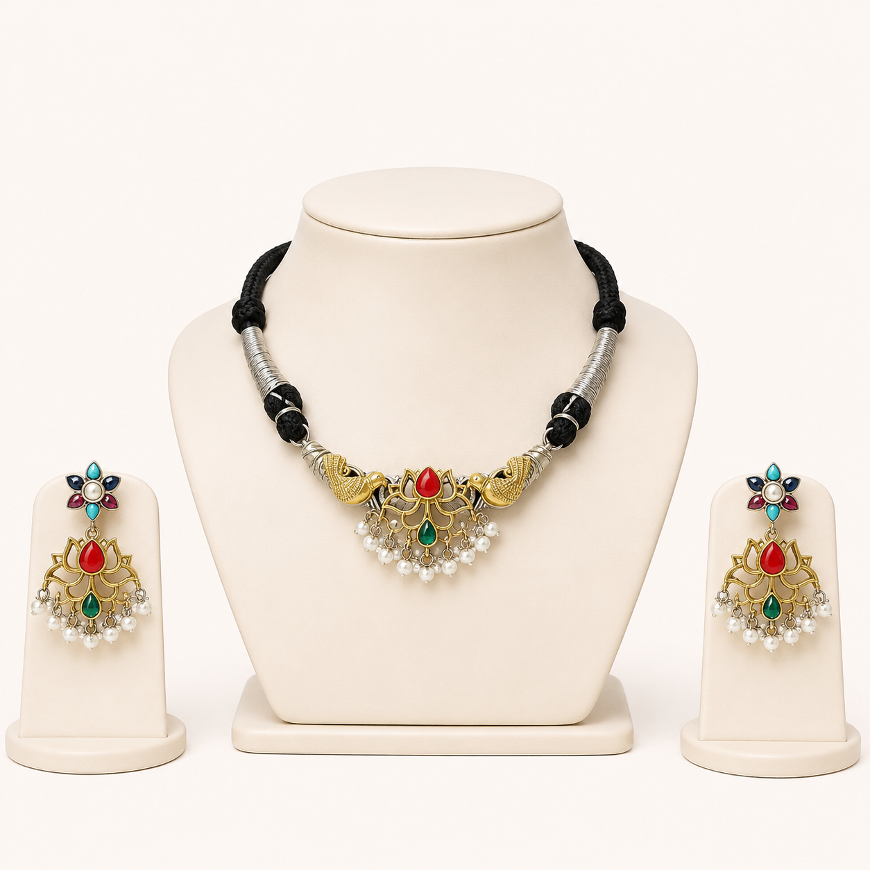oxidised pachi kundan necklace set oxidised pachi kundan necklace set